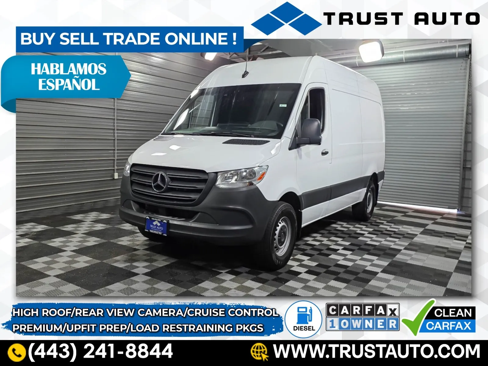 White 2024 Mercedes-Benz Sprinter 2500 Cargo High Roof 144'' Diesel Crew Minivan/Van w/Upfit Prep/Load Restraining Pkgs for sale in Sykesville, MD