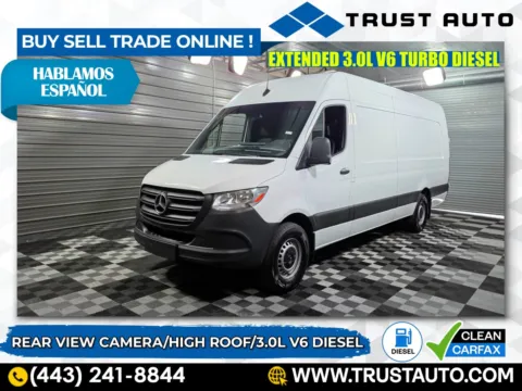 White 2020 Mercedes-Benz Sprinter 2500 Cargo High Roof 170''WB Extended 3.0L V6 Turbo Diesel Minivan/Van for sale in Sykesville, MD