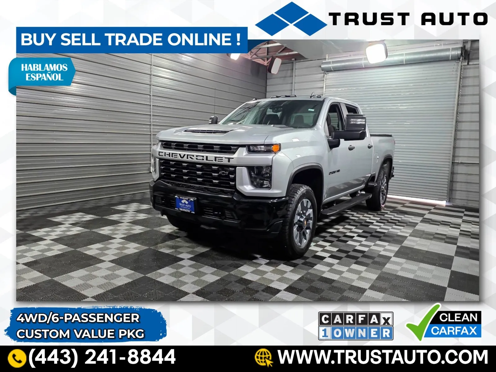 2021 Chevrolet Silverado 2500HD Custom 4WD Crew Cab 6-Pass 6.6L V8 Pickup Truck w/Value Pkg
