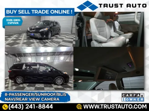 Black 2018 Toyota Sienna XLE Premium 8-Passenger Minivan/Van for sale in Sykesville, MD