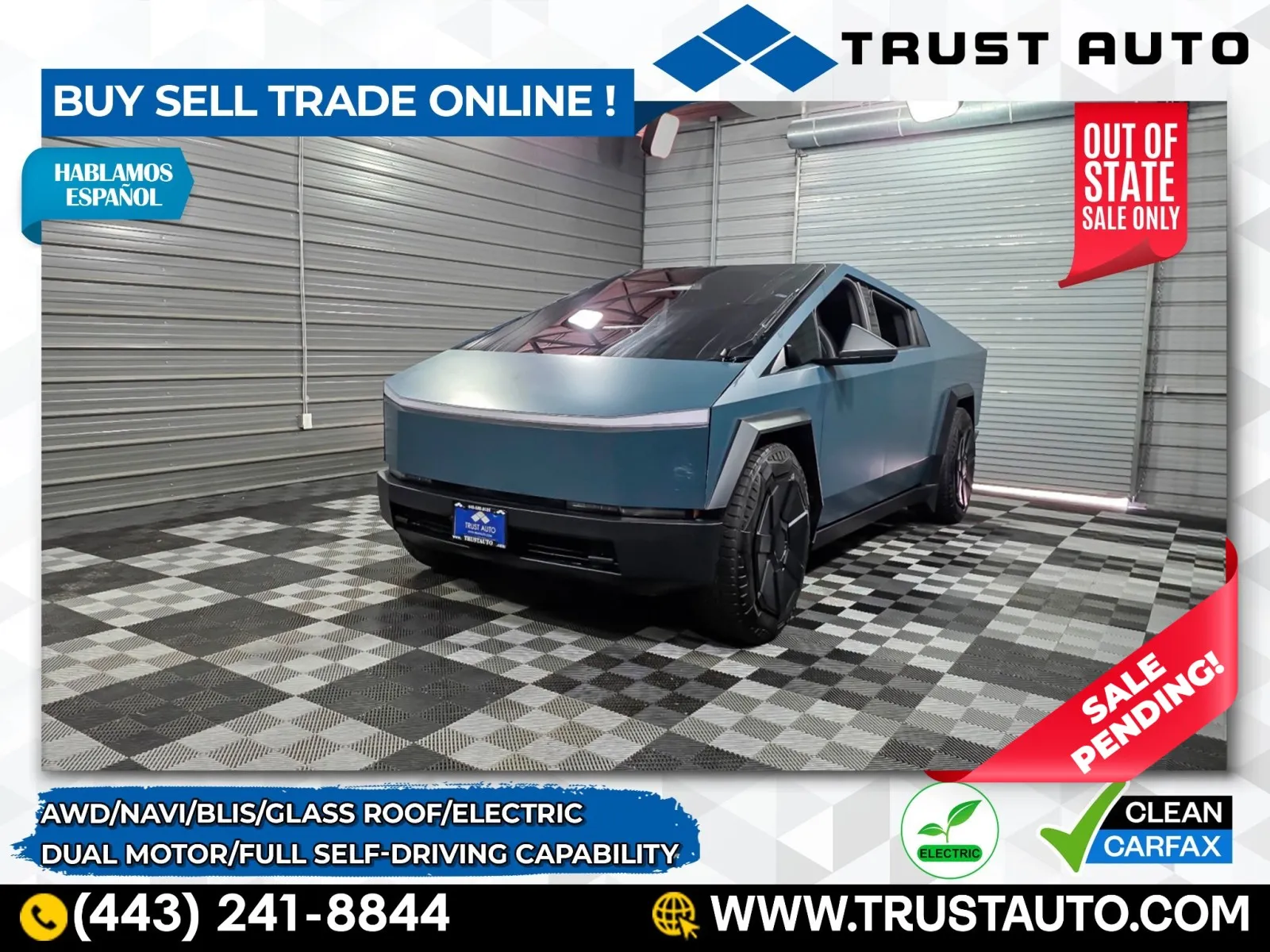 Silver 2024 Tesla Cybertruck Foundation AWD Crew Cab Electric Pickup Truck w/Full Self-Drivin for sale in Sykesville, MD