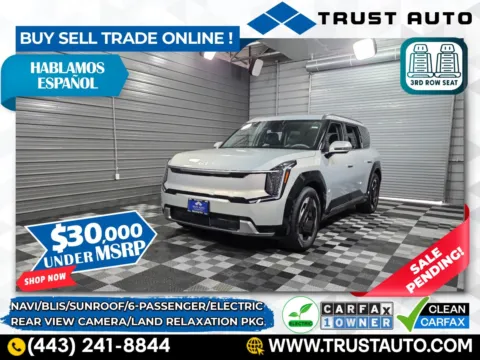 Silver 2024 Kia EV9 Land AWD 6-Passenger Electric Luxury SUV w/Relaxation Pkg for sale in Sykesville, MD