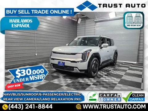 Silver 2024 Kia EV9 Land AWD 6-Passenger Electric Luxury SUV w/Relaxation Pkg for sale in Sykesville, MD