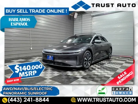 Gray 2022 Lucid Air Grand Touring AWD Electric Luxury Sedan for sale in Sykesville, MD