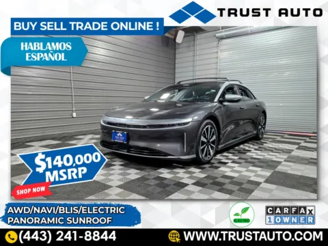 Gray 2022 Lucid Air Grand Touring AWD Electric Luxury Sedan for sale in Sykesville, MD