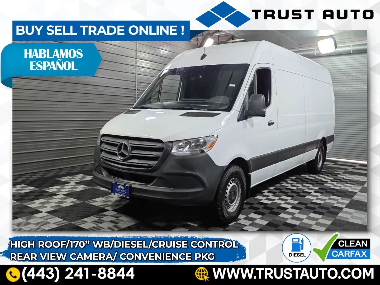 White 2023 Mercedes-Benz Sprinter 2500 Cargo High Roof 170''WB Diesel HO Minivan/Van for sale in Sykesville, MD