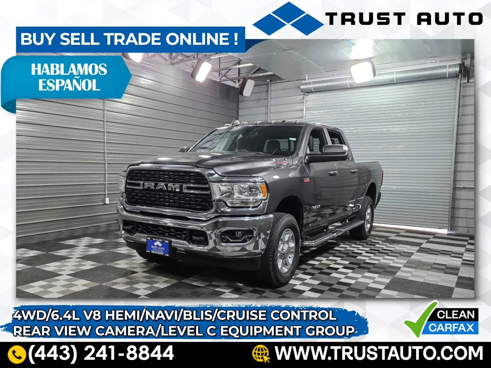 Gray 2022 Ram 3500 Big Horn 4WD Crew Cab 6.4L V8 Hemi Pickup Truck w/Level C Equipment Group for sale in Sykesville, MD