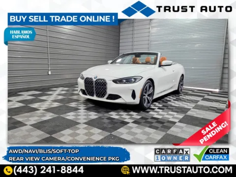 White 2024 BMW 4 Series 430i xDrive AWD Soft-Top Convertible w/Convenience Pkg for sale in Sykesville, MD