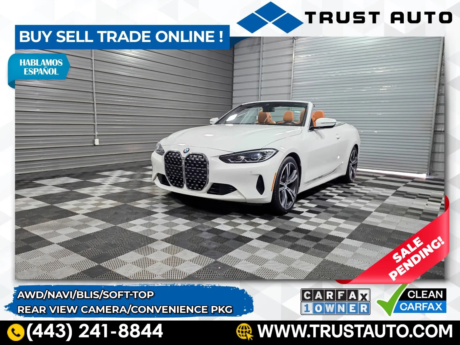 2024 BMW 4 Series 430i xDrive AWD Soft-Top Convertible w/Convenience Pkg for sale in Sykesville, MD