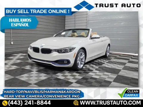 White 2019 BMW 4 Series 430i Hard-Top Luxury Convertible w/Convenience Pkg for sale in Sykesville, MD