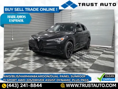 Black 2019 Alfa Romeo Stelvio Ti Sport AWD Luxury SUV w/Driver Assist Dynamic Plus Pkg for sale in Sykesville, MD