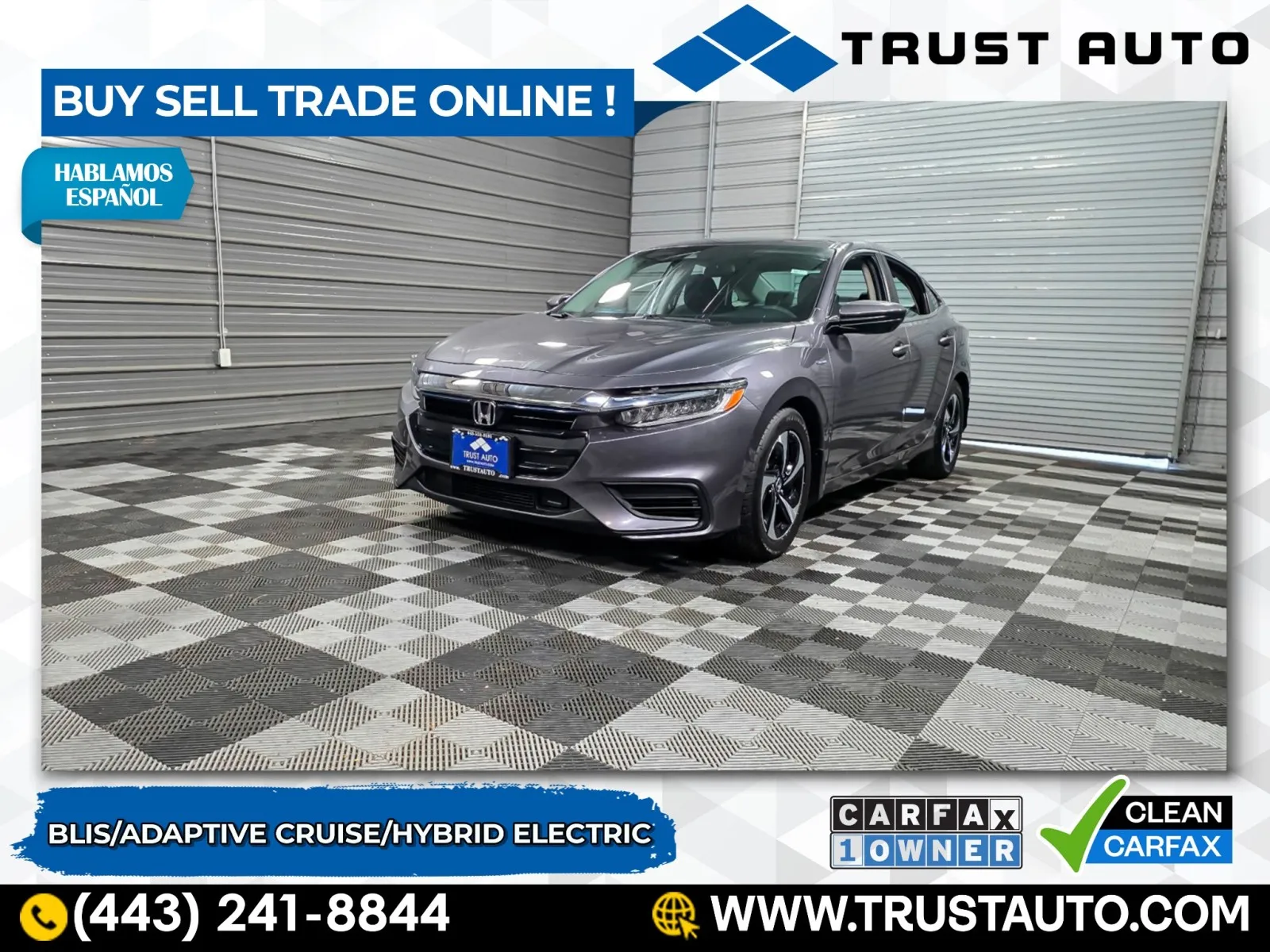 Gray 2022 Honda Insight EX Hybrid-Electric 4-Door Sedan for sale in Sykesville, MD