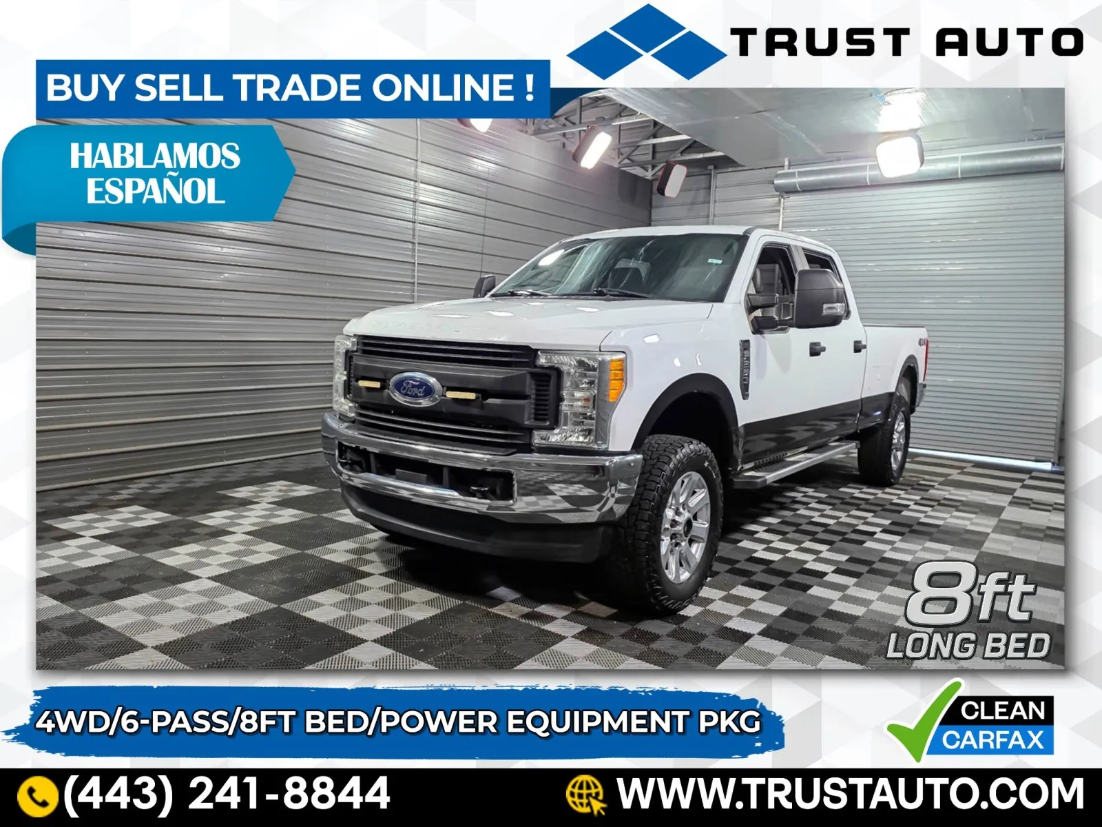 White 2017 Ford Super Duty F-250 XL 4WD Crew Cab 6-Pass 8FT Bed Pickup Truck for sale in Sykesville, MD
