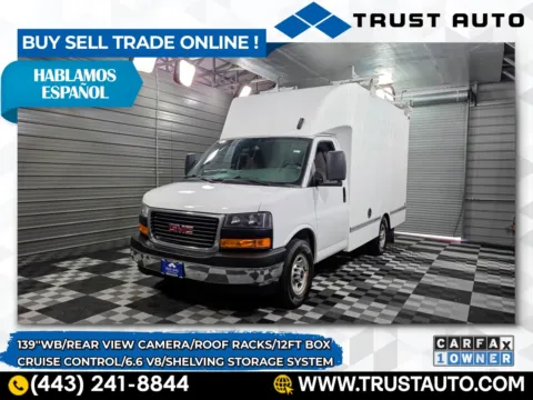 White 2021 GMC Savana 3500 Cutaway Commercial 139''WB 12FT Box Commercial/Utility/Service/Van for sale in Sykesville, MD