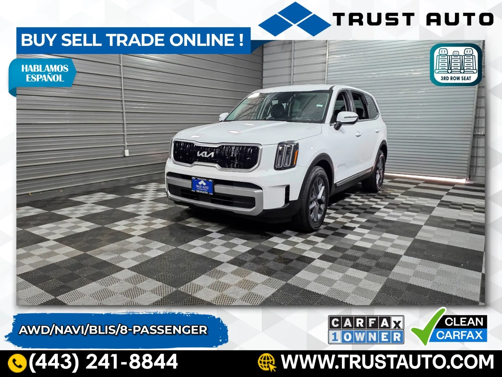 White 2023 Kia Telluride LX AWD 8-Passenger SUV for sale in Sykesville, MD