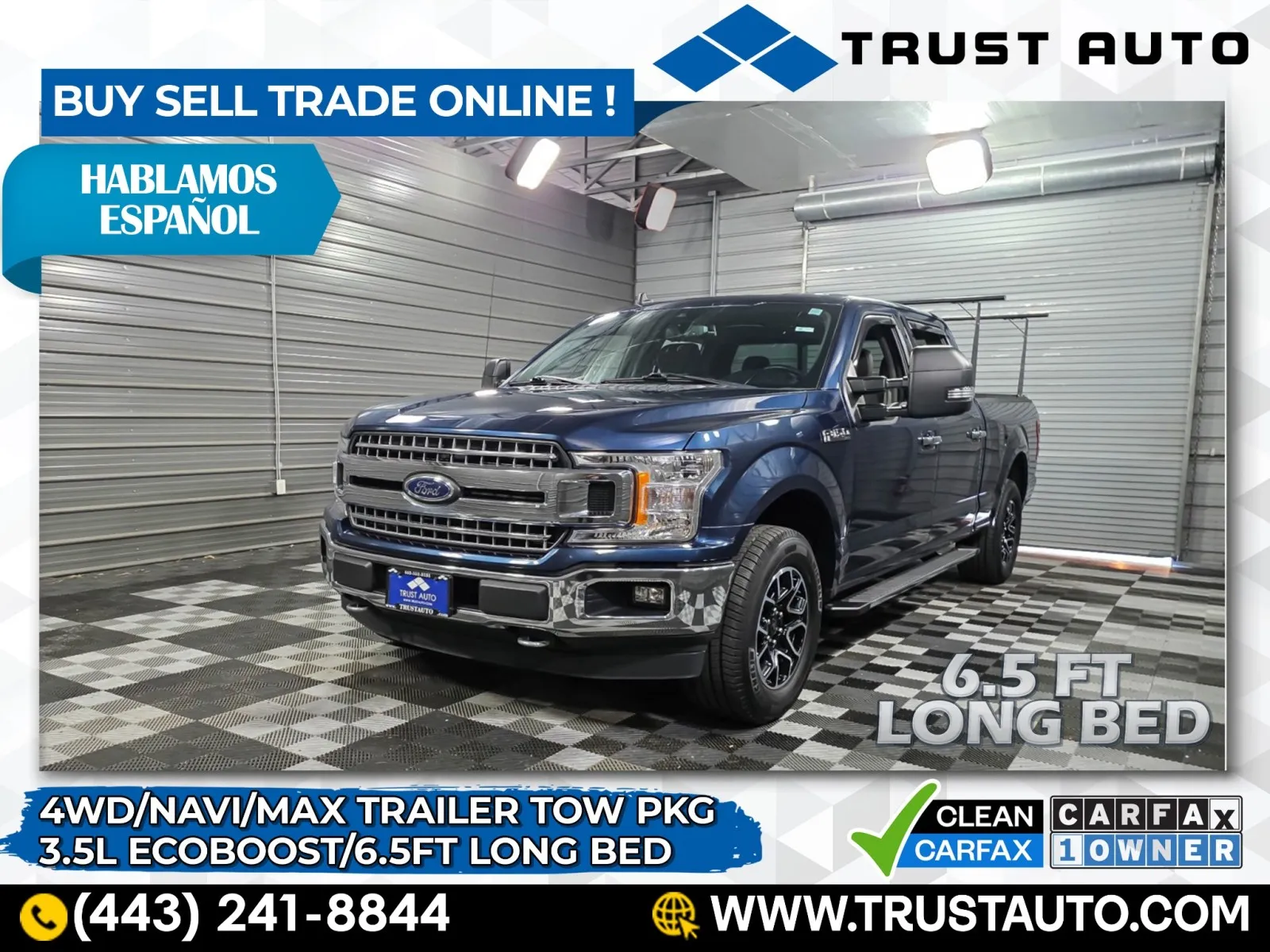 2020 Ford F-150 XLT 4WD SuperCrew 3.5L V6 Ecoboost 6.5FT Long Bed Pickup Truck