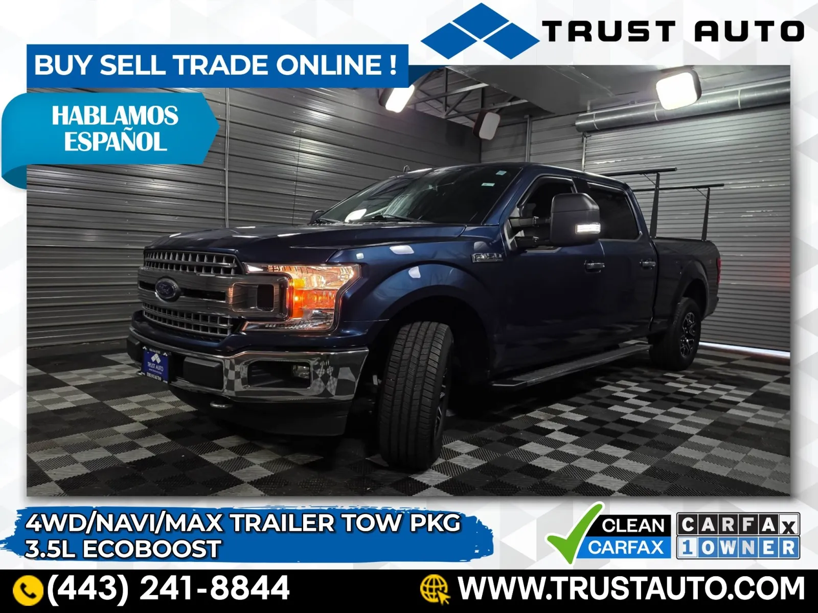 Blue 2020 Ford F-150 XLT 4WD SuperCrew 3.5L Ecoboost Pickup Truck for sale in Sykesville, MD