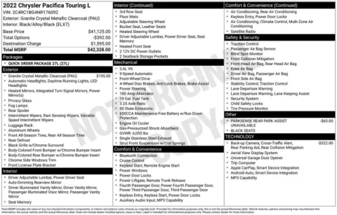 Photos of 2022 Chrysler Pacifica Touring L for sale in Clayton, NC at Frontline Motors Clayton
