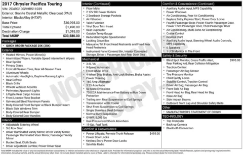 Photos of 2017 Chrysler Pacifica Touring for sale in Clayton, NC at Frontline Motors Clayton