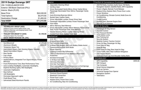 Photos of 2019 Dodge Durango SRT for sale in Clayton, NC at Frontline Motors Clayton