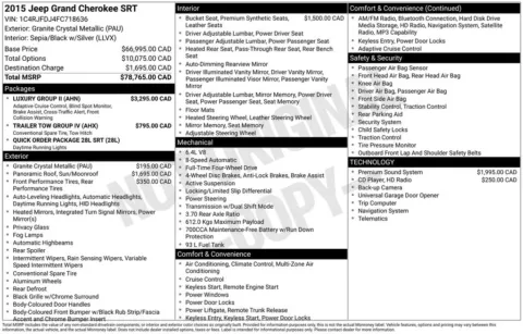 Photos of 2015 Jeep Grand Cherokee SRT for sale in Clayton, NC at Frontline Motors Clayton