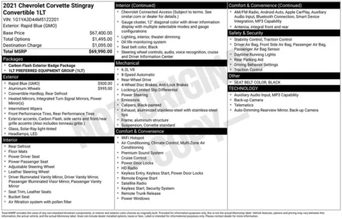 Photos of 2021 Chevrolet Corvette Stingray for sale in Clayton, NC at Frontline Motors Clayton
