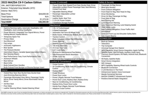Photos of 2023 Mazda CX-9 Carbon Edition for sale in Clayton, NC at Frontline Motors Clayton