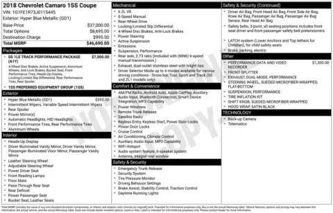 Photos of 2018 Chevrolet Camaro SS for sale in Clayton, NC at Frontline Motors Clayton