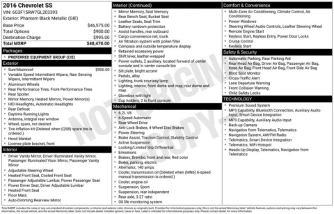 Photos of 2016 Chevrolet SS for sale in Clayton, NC at Frontline Motors Clayton