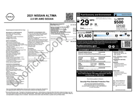 Photos of 2021 Nissan Altima 2.5 SR for sale in Clayton, NC at Frontline Motors Clayton