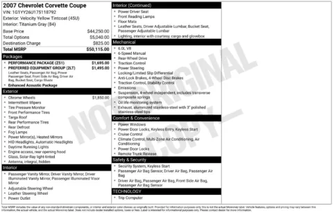 Photos of 2007 Chevrolet Corvette for sale in Clayton, NC at Frontline Motors Clayton