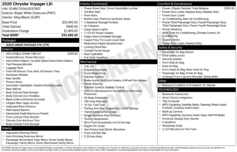 Photos of 2020 Chrysler Voyager LXI for sale in Clayton, NC at Frontline Motors Clayton