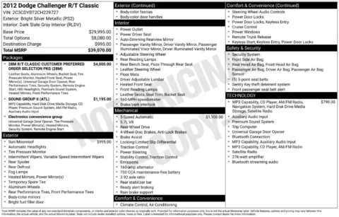 Photos of 2012 Dodge Challenger R/T for sale in Clayton, NC at Frontline Motors Clayton