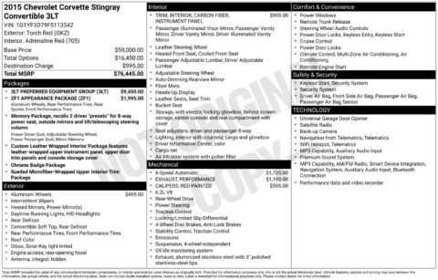 Photos of 2015 Chevrolet Corvette Stingray for sale in Clayton, NC at Frontline Motors Clayton