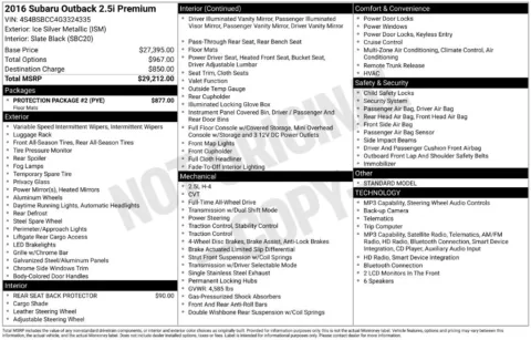 Photos of 2016 Subaru Outback 2.5i Premium for sale in Clayton, NC at Frontline Motors Clayton