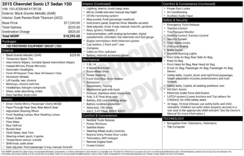 Photos of 2015 Chevrolet Sonic LT for sale in Clayton, NC at Frontline Motors Clayton