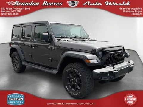 Another view of 2020 Jeep Wrangler Unlimited Willys for sale in Monroe, NC at Brandon Reeves Auto World
