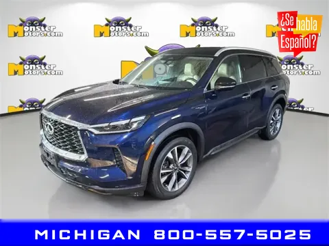 Blue 2023 INFINITI QX60 LUXE for sale in Michigan Center, MI