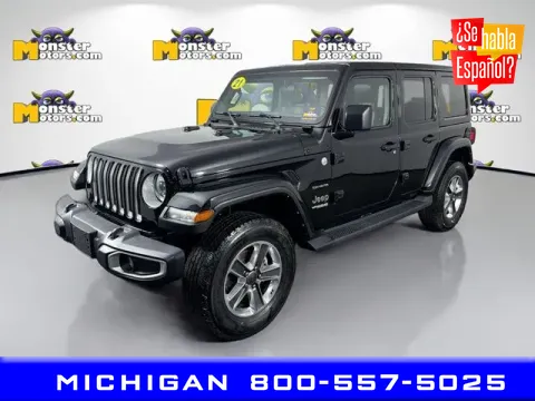 Black 2021 Jeep Wrangler Unlimited Sahara for sale in Michigan Center, MI