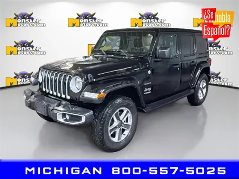 Black 2021 Jeep Wrangler Unlimited Sahara for sale in Michigan Center, MI