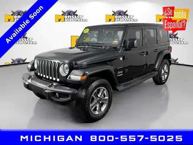 Black 2021 Jeep Wrangler Unlimited Sahara for sale in Michigan Center, MI