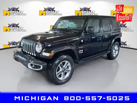 Black 2021 Jeep Wrangler Unlimited Sahara for sale in Michigan Center, MI