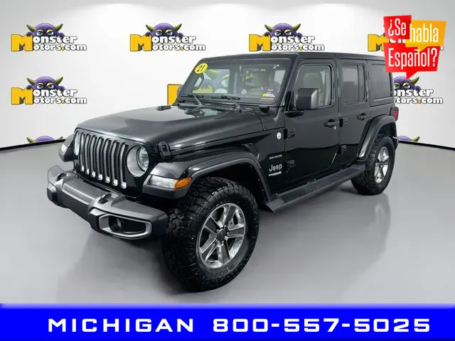 Black 2021 Jeep Wrangler Unlimited Sahara for sale in Michigan Center, MI