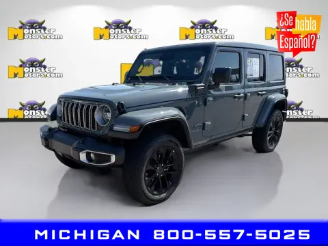 Gray 2025 Jeep Wrangler Sahara 4xe for sale in Michigan Center, MI