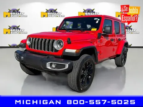 Red 2025 Jeep Wrangler Sahara 4xe for sale in Michigan Center, MI