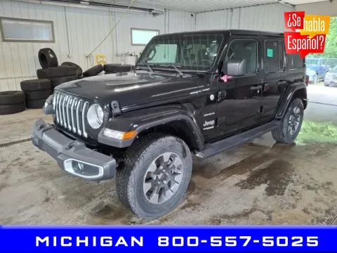 Black 2021 Jeep Wrangler Unlimited Sahara for sale in Michigan Center, MI
