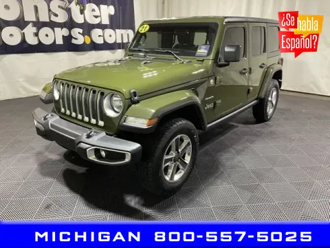 Green 2021 Jeep Wrangler Unlimited Sahara for sale in Michigan Center, MI