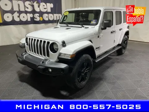 White 2021 Jeep Wrangler Unlimited Sahara Altitude for sale in Michigan Center, MI