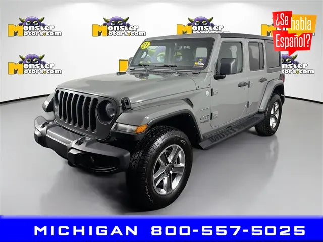 Gray 2021 Jeep Wrangler Unlimited Sahara for sale in Michigan Center, MI