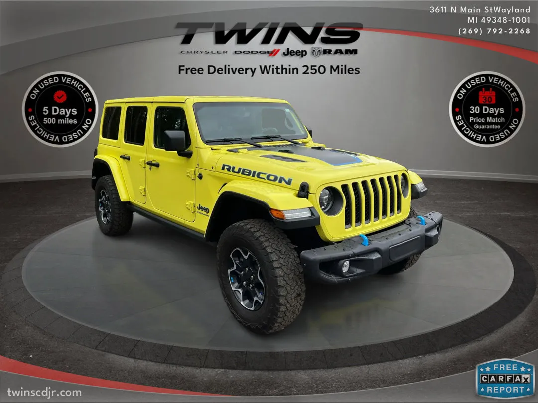 Yellow 2023 Jeep Wrangler 4xe Rubicon for sale in Wayland, MI